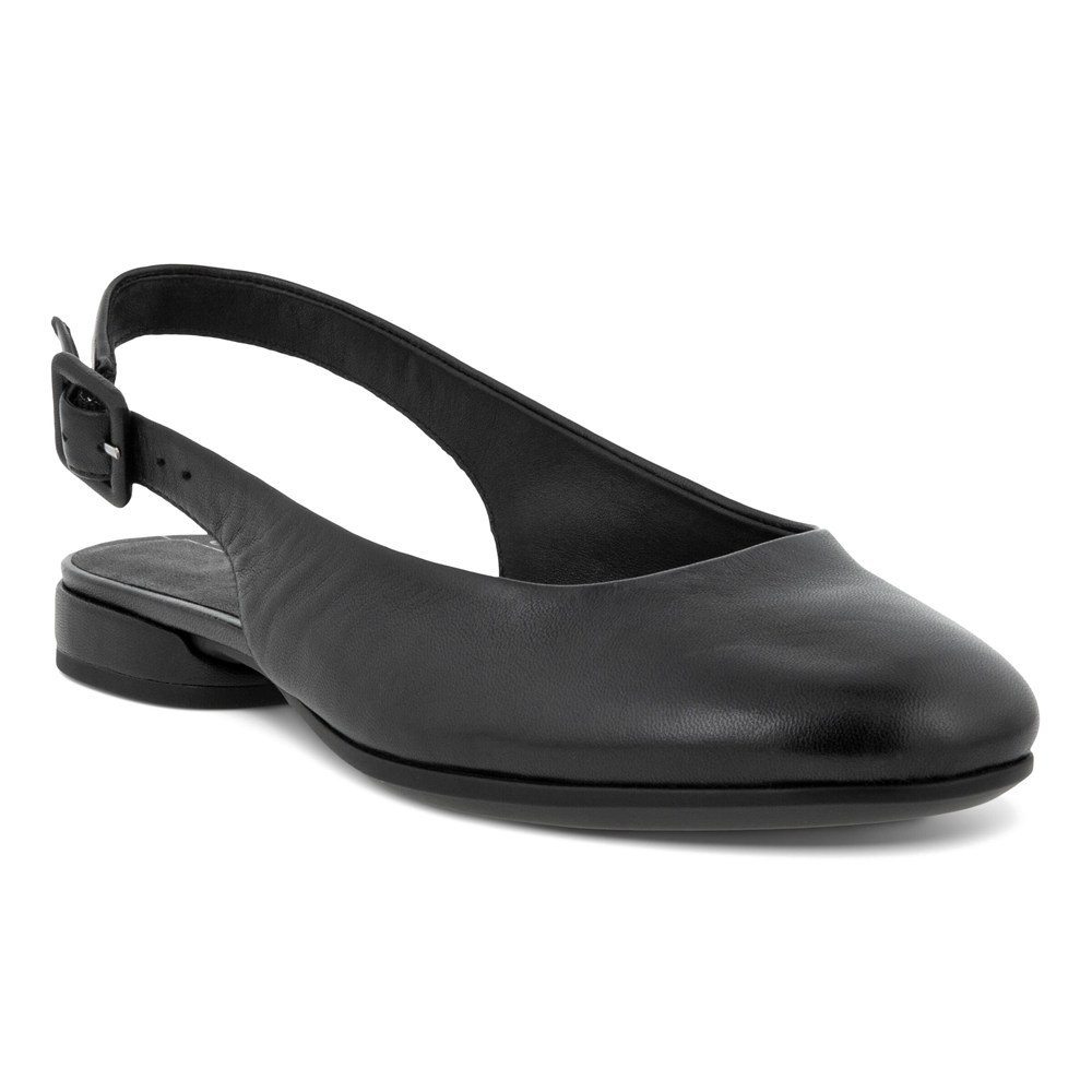 Womens Dress Shoes - ECCO Anine Sling-Back Flats - Black - 8507GPINS